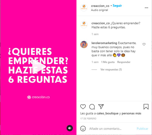 Instagram reels ejemplo de contenido educativo